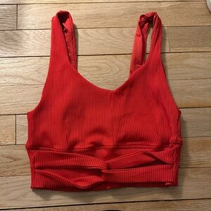 Carbon 38 Red Ribbed Sports Bra